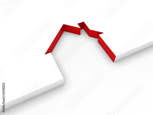 3d house line red