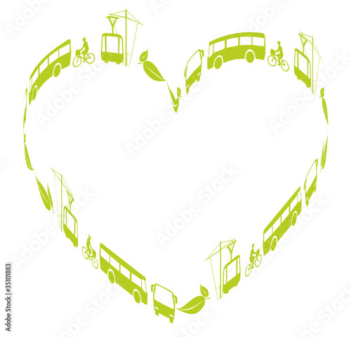 transports écologique en forme de coeur