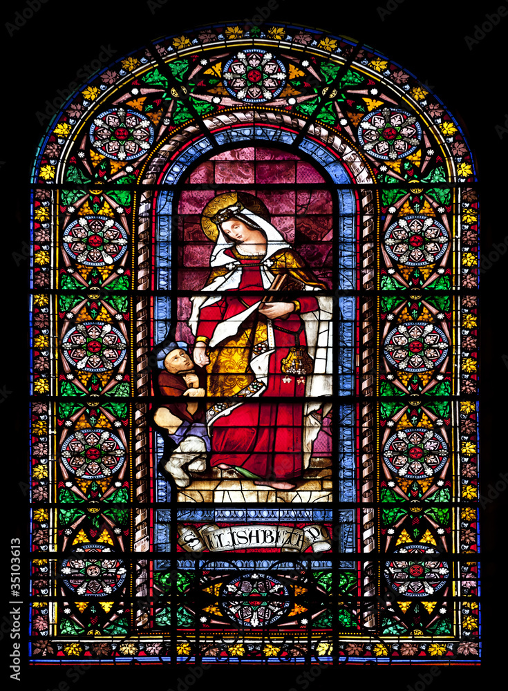 Church stained glass window of Saint Elizabeth
