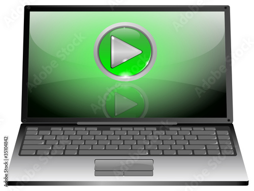 Laptop  mit Play Button