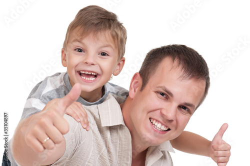 Happy dad and son