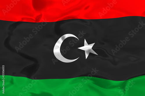Lybia waving Flag close up 3d render