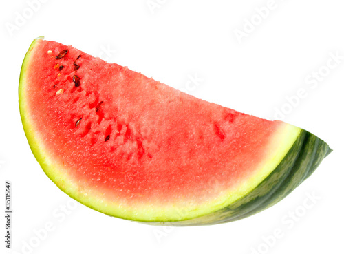 Single red slice of ripe watermelon