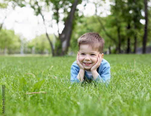 Portrait of a little boy outdoors