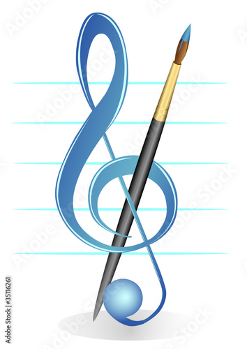 Brush and treble clef