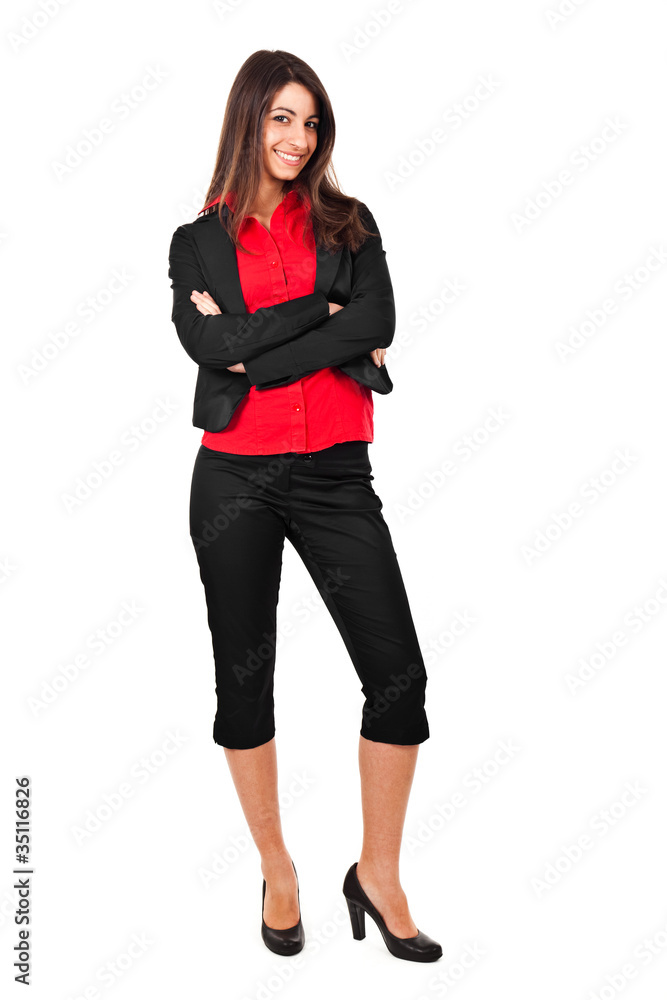 Happy smiling woman isolated on white Happy smiling woman isolated on white