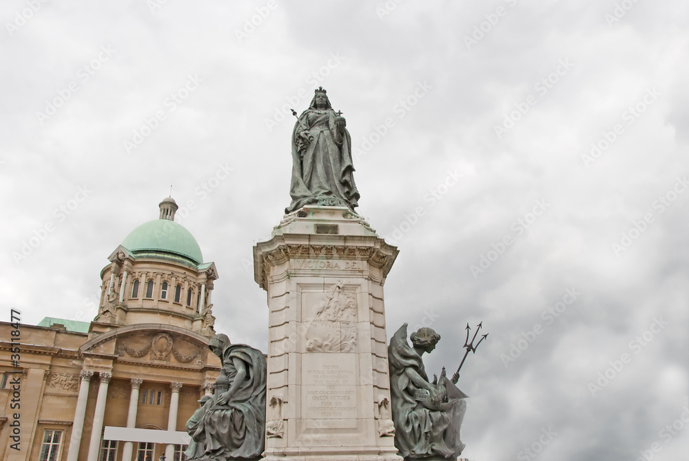 An Ornate Statue of Queen Victoria in an English City Square