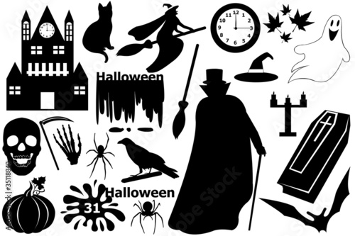 Halloween elements isolated on white