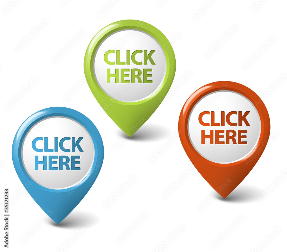 Vector Round 3D click here pointer