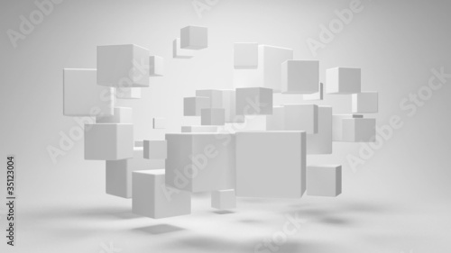 Abstract geometric shapes from cubes in rotation