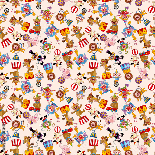 cartoon circus seamless pattern