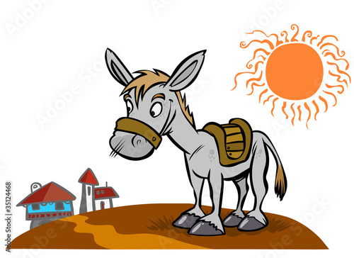 Cartoon village Donkey.