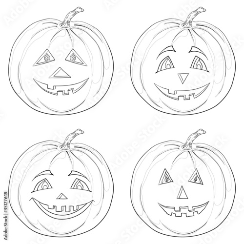 Pumpkin Jack O Lantern, contours