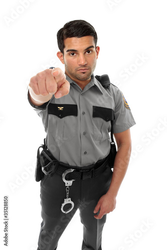Canvas-taulu Police officer or prison guard pointing his finger