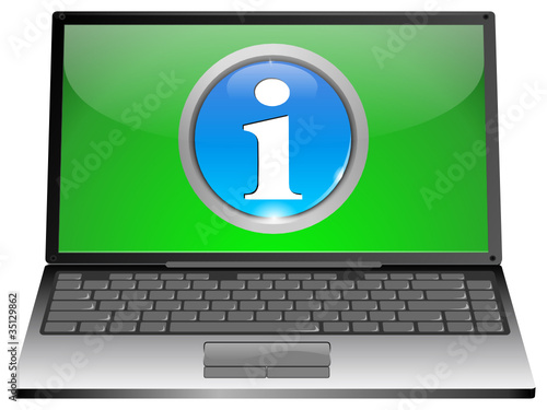 Laptop mit Info Button