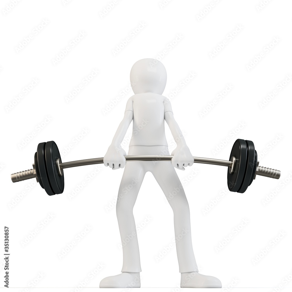 3d man easy lifting heavy barbell 3d man easy lifting heavy barbell
