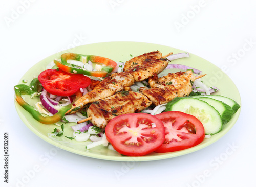 Healthy meal on white background