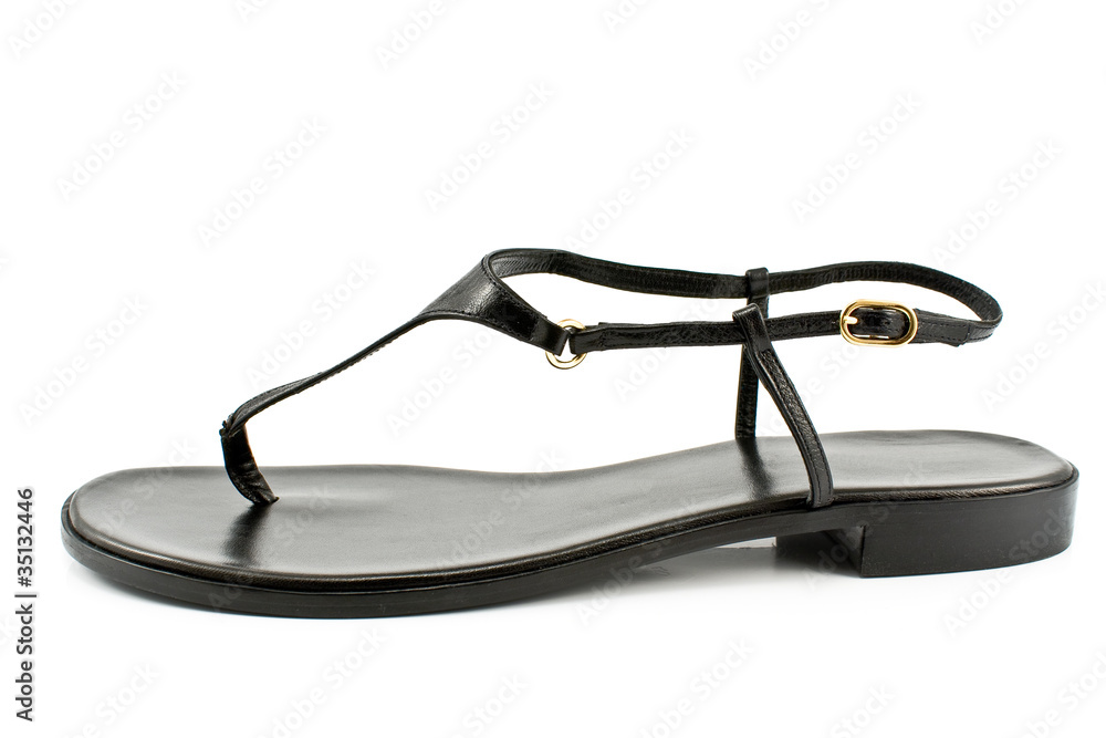 Black leather women's sandal shoe Black leather women's sandal shoe