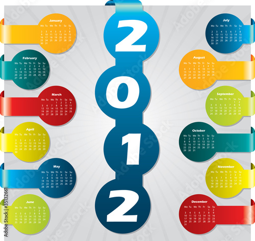 Bubble label calendar for 2012
