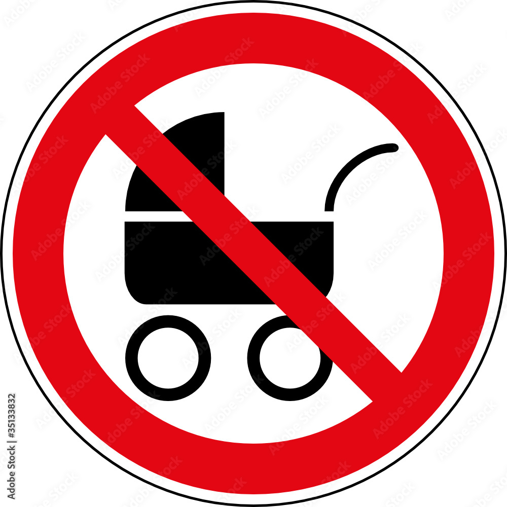 Verbotsschild Kinderwagen abstellen verboten Zeichen Stock-Vektorgrafik |  Adobe Stock