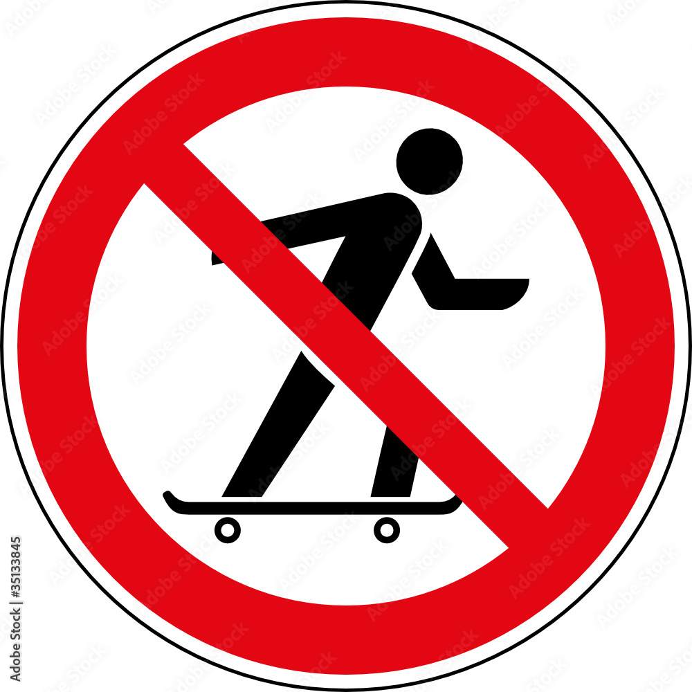 Verbotsschild Skateboard fahren verboten Schild Zeichen Stock Vector |  Adobe Stock