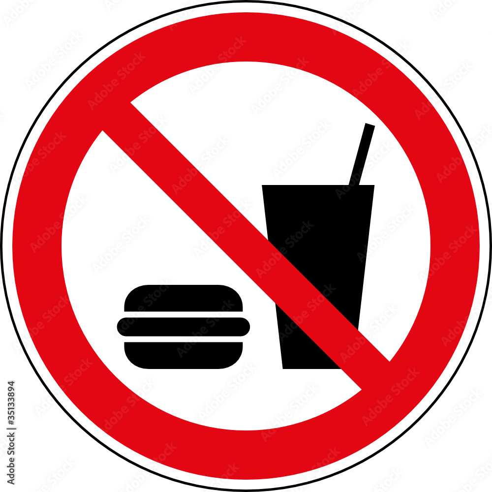 Verbotsschild Speisen und Getränke verboten Zeichen Stock Vector | Adobe Stock