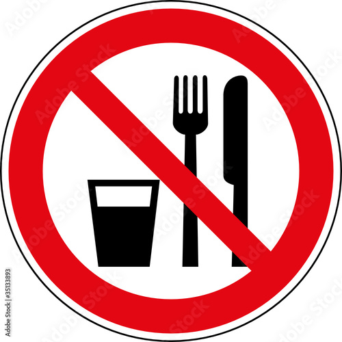 Verbotsschild Essen und trinken verboten Zeichen photo