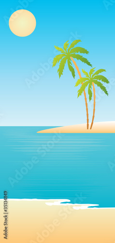 Tropical beach. vector, gradient