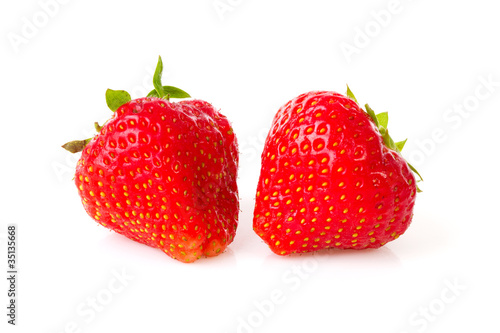 Two strawberries in closeup
