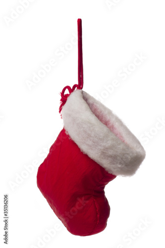 isolated red christmas stocking