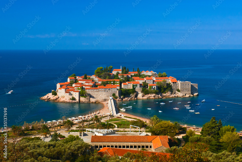Sveti Stefan island.  Adriatic sea. Montenegro. Mediterranean
