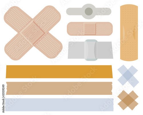 Vector adhesive bandages are isolated on a white background