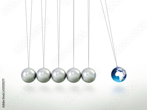 Newtons Cradle Pendulum Lead Ball Masked In Map Of Africa
