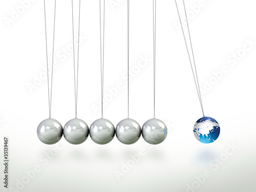 Newtons Cradle Pendulum Lead Ball Masked In Map Of Asia