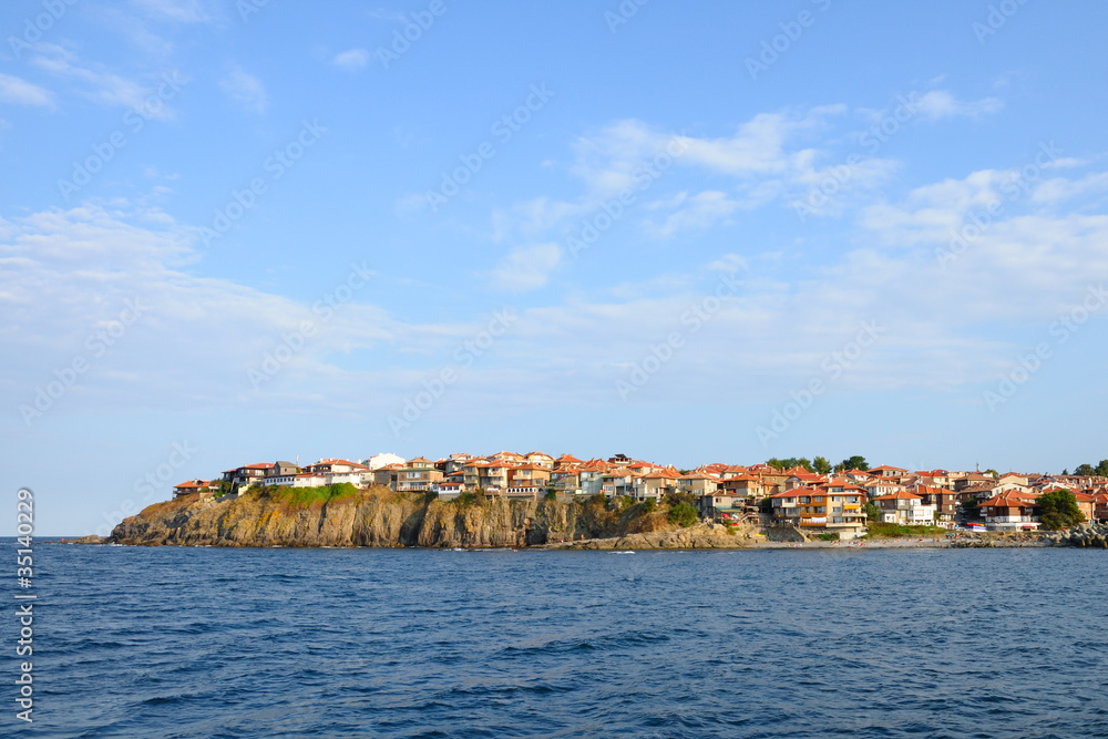 Houses on Black Sea coast in ancient town of Sozopol, Bulgaria