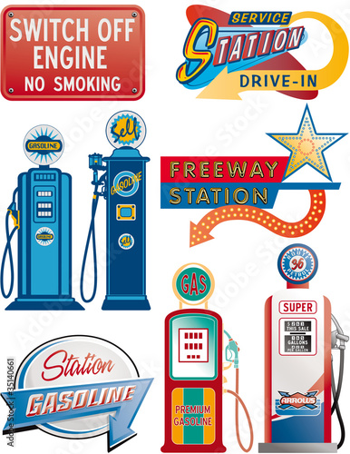 gasoline pump and signboard
