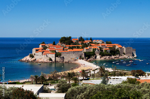 Sveti Stefan (St. Stefan) island in Adriatic sea, Montenegro © Gelia