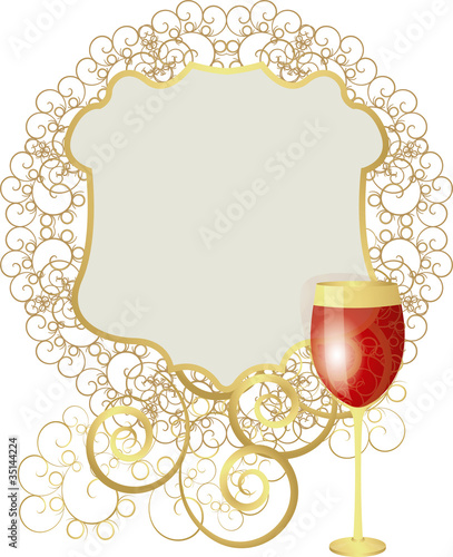 Glass of wine with empty frame for your text
