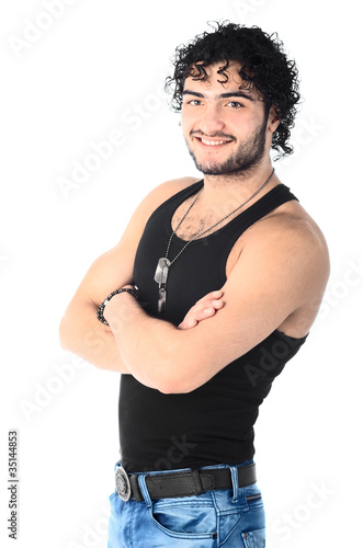 Portrait smiling athlete man | Isolated