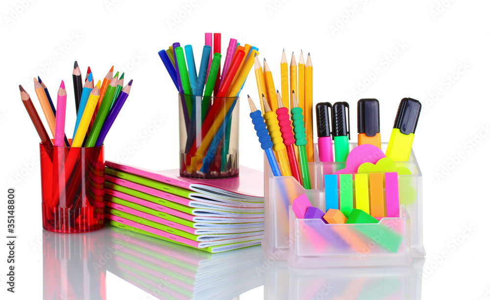 Bright stationery isolated on white Bright stationery isolated on white