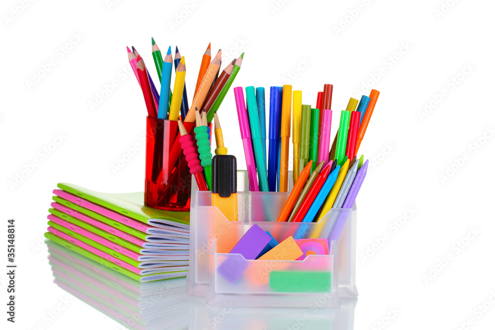 Bright stationery isolated on white Bright stationery isolated on white