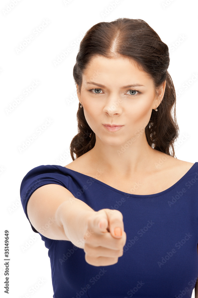 businesswoman pointing her finger businesswoman pointing her finger