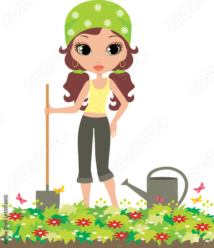 Girl the gardener. vector