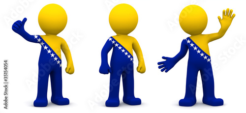 3d character textured with flag of Bosnia and Herzegovina photo