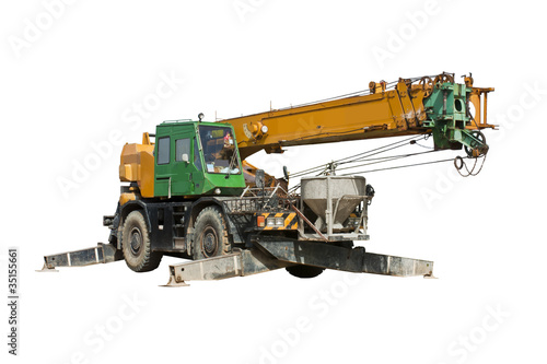 Crane truck with clipping path
