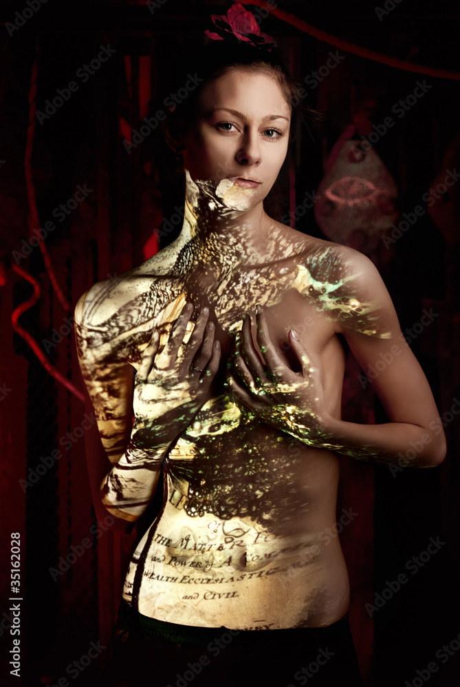 Fototapeta premium Strange girl's studio portrait