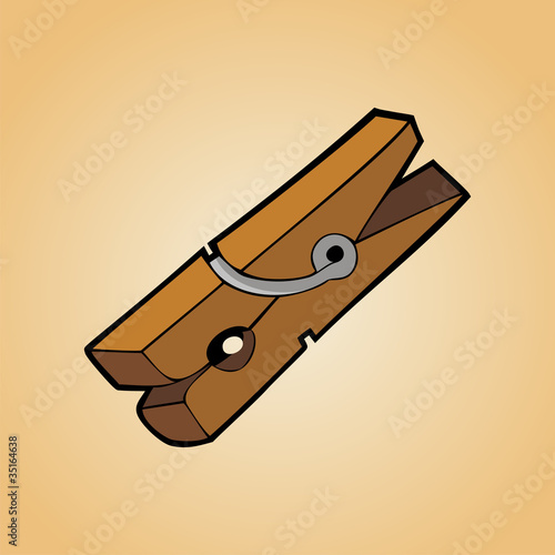 Single clothespin cartoon illustration