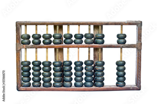 old wooden abacus on white background photo