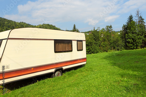 Small caravan at a camping