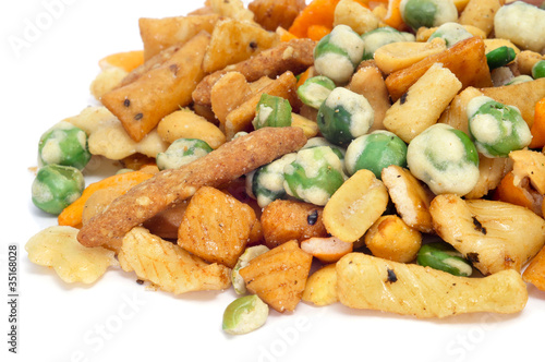mixed nuts and salty crackers